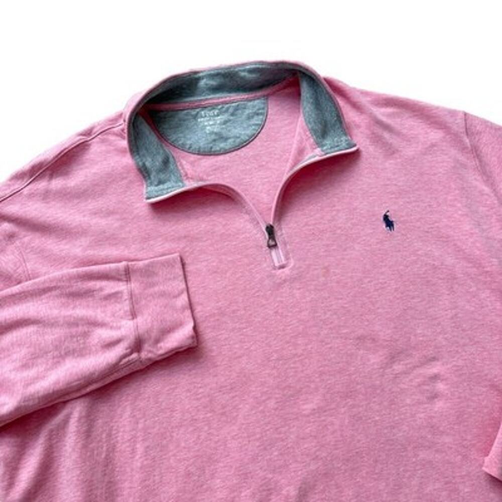 Polo Ralph Lauren 1/4 Zip Top Mens 4XB Pink Pony Sweatshirt Long Sleeve Pullover